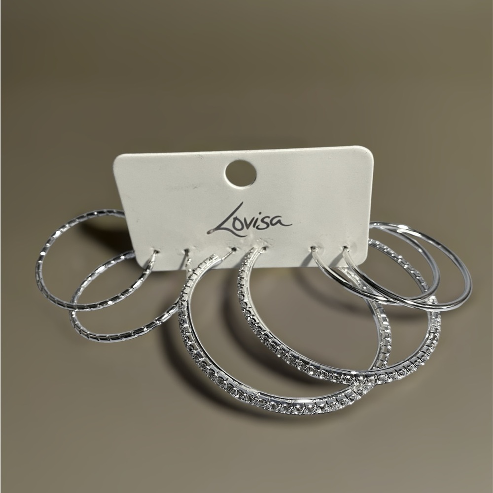 Lovisa 3 Pair Sterling Silver Hoop Earrings
